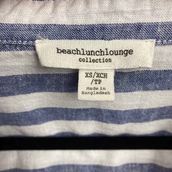 Beachlunchlounge Womenʻs Striped Linen Cotton Button Down Blouse XS - Picture 3 of 5